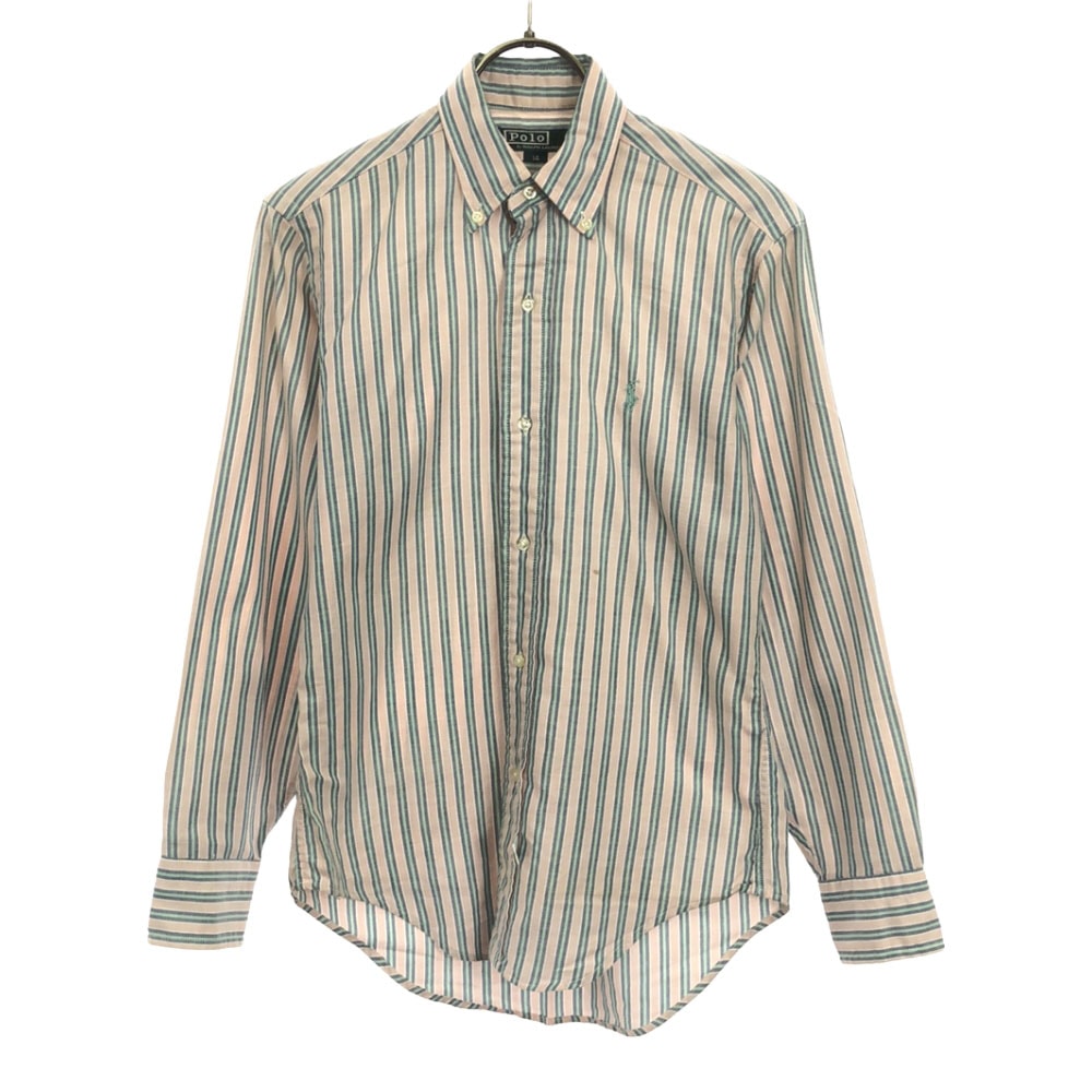Polo by Ralph Lauren ポロバイラルフローレン 80s ヴィンテージ 緑タグ ボーイズ ストライプ 長袖 ボタンダウンシャツ 14 刺繍
