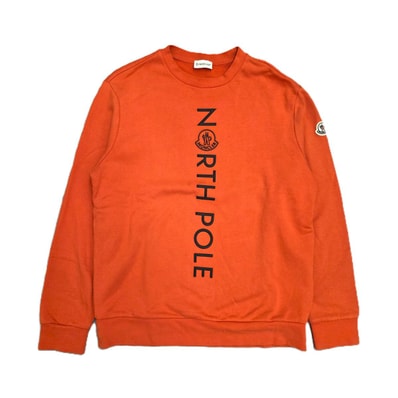 【再値引き】MONCLER モンクレール 裏起毛 FELPA GIROCOLLO ラバーロゴ トレーナー スウェット I20918G00028 M コットン オレンジ メンズ【中古】