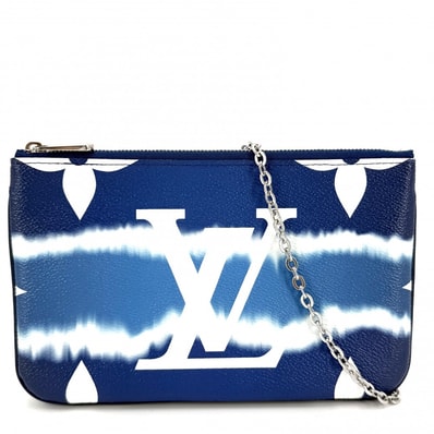 LOUIS VUITTON ルイヴィトン ショルダーバッグ モノグラムジャイアント LVエスカル ポシェット ドゥーブル ジップ 肩掛け 斜め掛け M69124 ブルー 青 シルバー金具 メンズ【中古品】