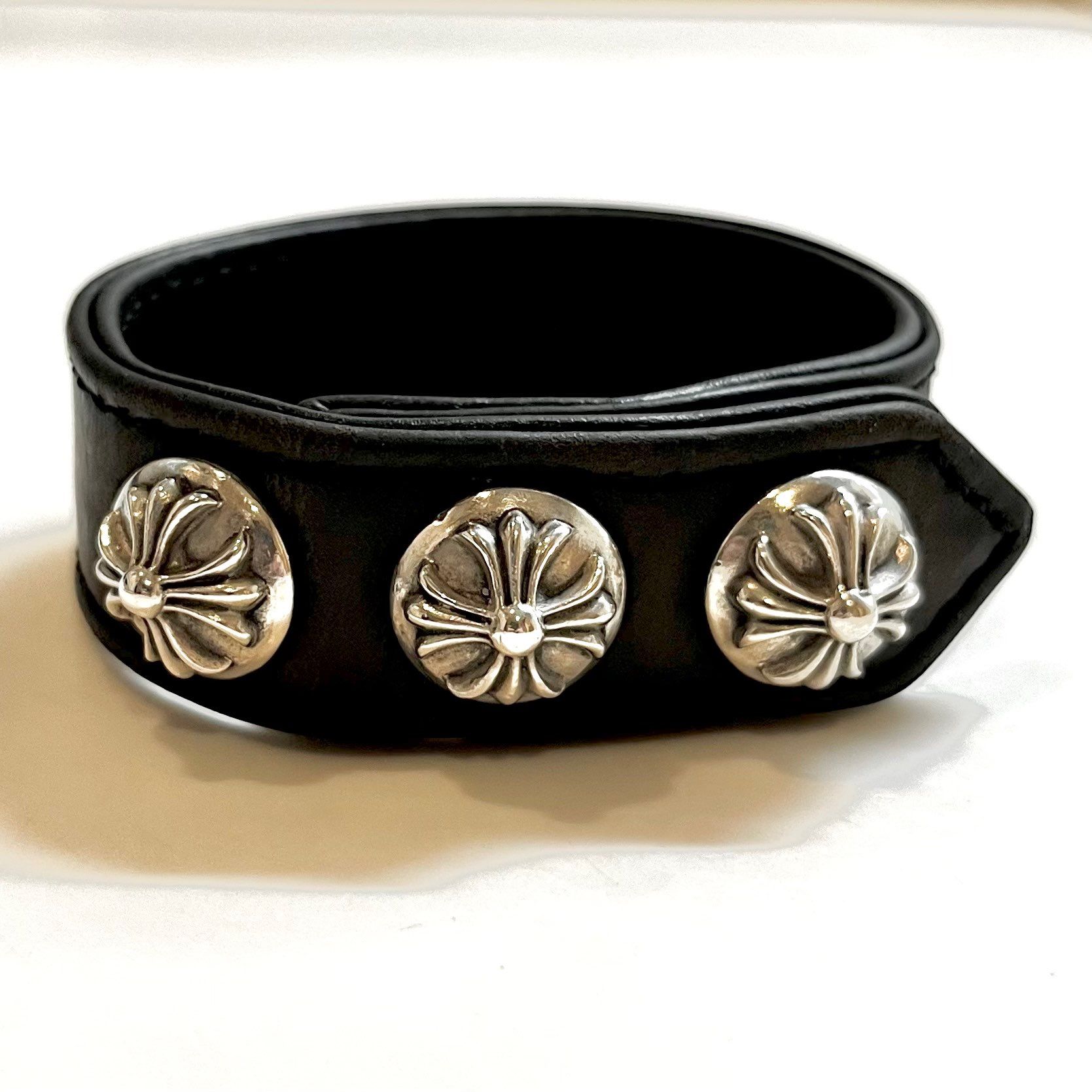 Chrome Hearts 3 Button 2 Snap Bracelet Cross "Black"