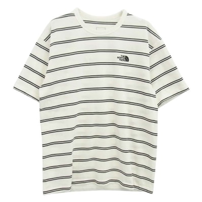 THE NORTH FACE ノースフェイス Tシャツ NT12396 S/S FREE RUN BORDER CREW ショート スリーブ ランボーダー クルー 半袖 ボーダー カットソー Tシャツ ホワイト系 L【中古】