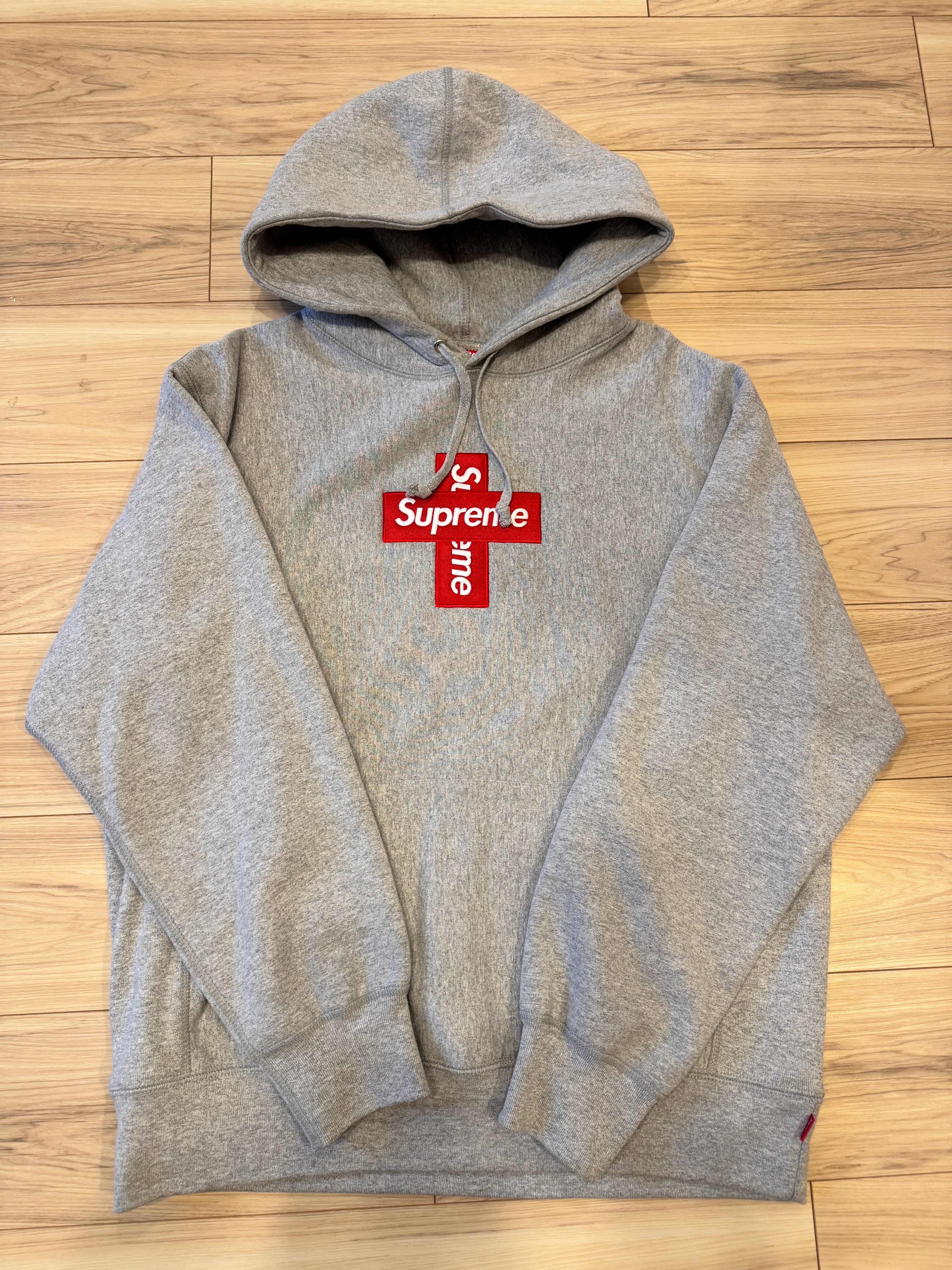 Supreme Cross Box Logo Hooded Sweatshirt "Grey"