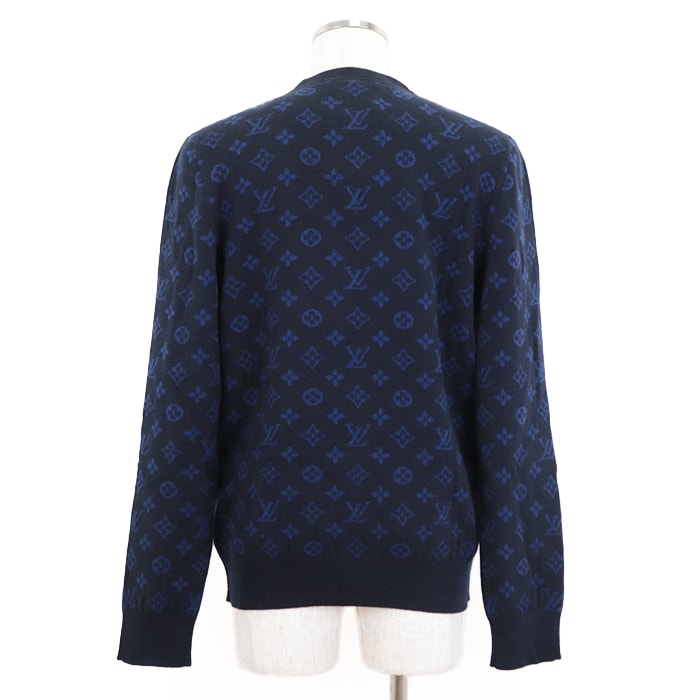 【新品同様】 ルイ・ヴィトン HGN41WIXW 2019AW クルーネック ハーフ & ハーフ モグラム セーター メンズ ネイビー L LOUIS VUITTON
