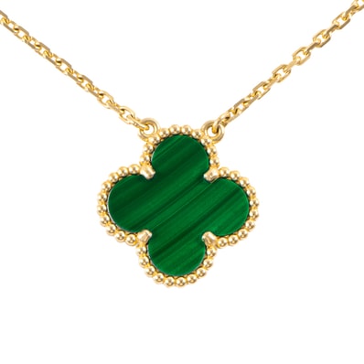 Van Cleef & Arpels ヴァンクリーフ&アーペル ヴィンテージアルハンブラ ペンダント VCARO9VA00 ネックレス K18YG マラカイト ゴールド グリーン【中古】