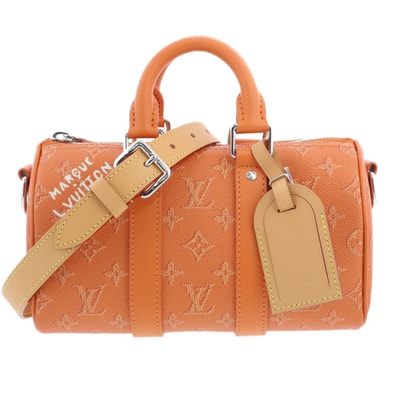 LOUIS VUITTON ルイ・ヴィトン キーポル バンドリエール 25 ハンドバッグ M26818 モノグラム ヘリテージ キャンバス オレンジ キャメル メンズ【中古】