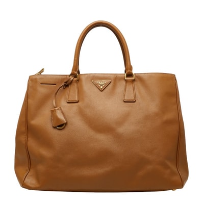 プラダ 三角ロゴプレート ハンドバッグ トートバッグ ブラウン レザー レディース PRADA 【中古】