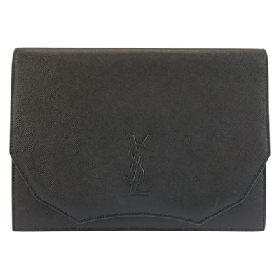 美品 YVES SAINT LAURENT イヴ サンローラン ヴィンテージ YSL ブラック 黒 レザー クラッチバッグ セカンドバッグ 604038 【中古】