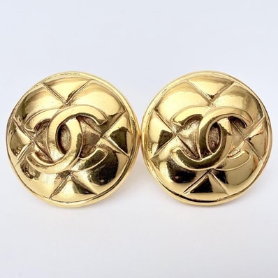 CHANEL シャネル ココマーク マトラッセ イヤリング レディース ヴィンテージ アクセサリー ゴールド 極美品