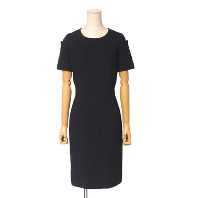 ■美品■Christian Dior クリスチャンディオール ワンピース サイズF34 半袖 ドレス ブラック フランス製 ブランド古着【中古】20250228/RA3615