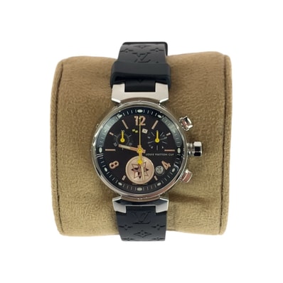 美品 LOUIS VUITTON ルイヴィトン タンブール ラブリーカップ ブラック 黒 シルバー ステンレス ラバー/ ガラス/ 腕時計 クオーツ クオーツ ブラック文字盤 505523 【中古】