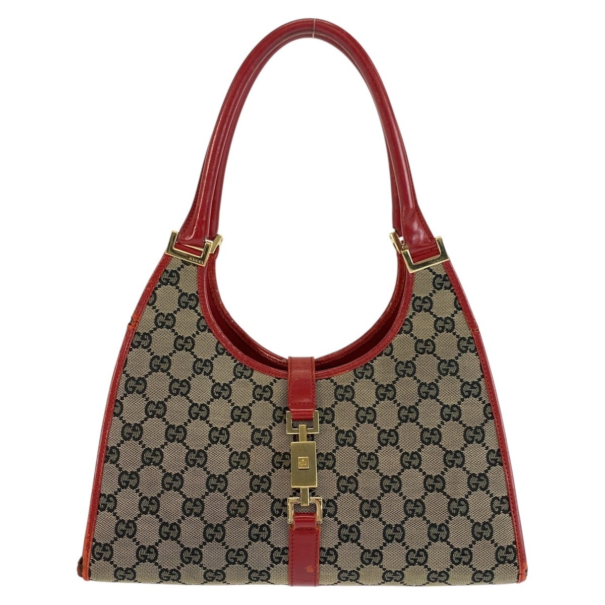 GUCCI グッチ ジャッキー レッド ゴールド金具 GGキャンバス レザー/ ショルダーバッグ 604683 【中古】