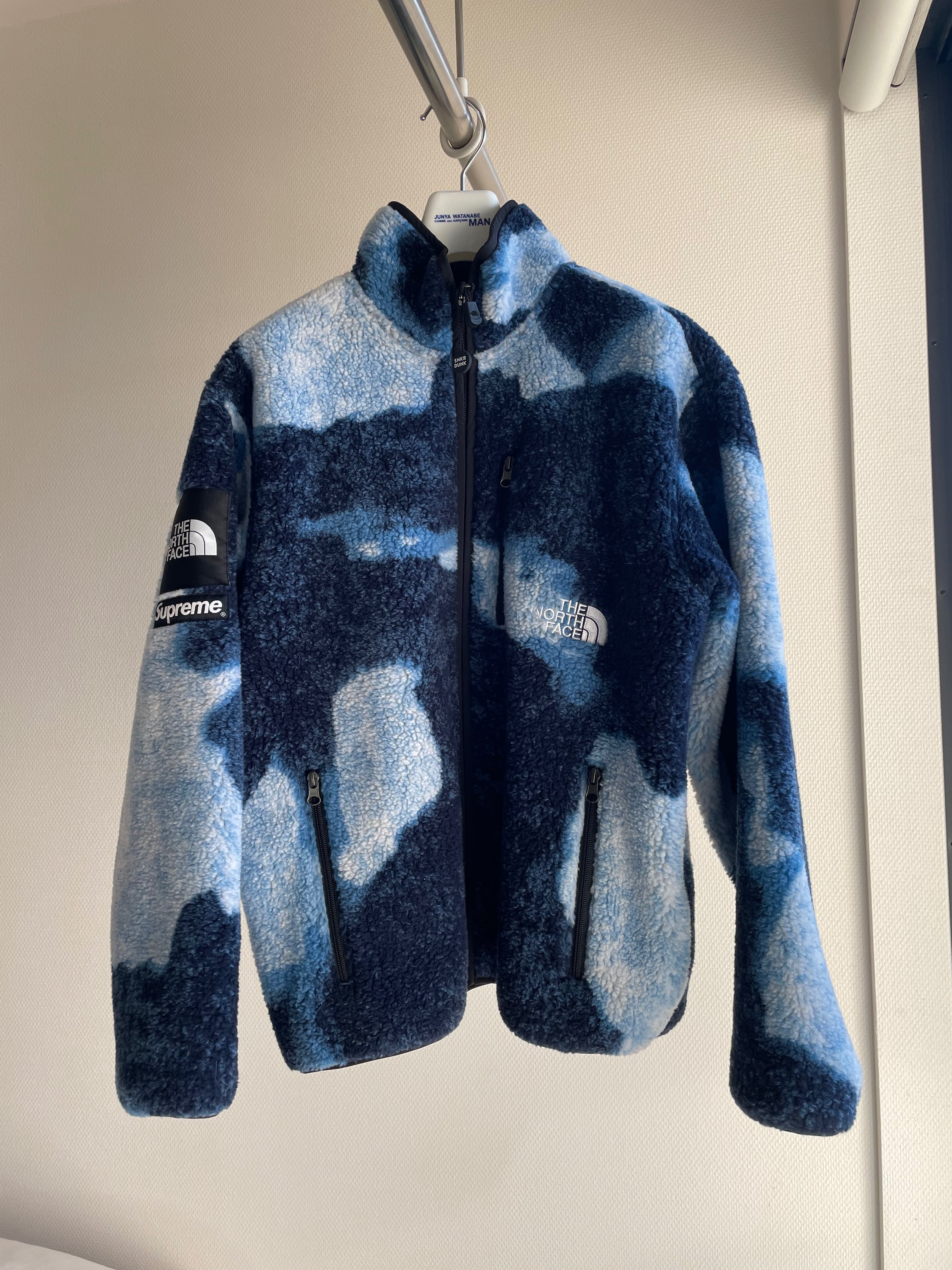 Supreme x The North Face Bleached Denim Print Fleece Jacket "Indigo"