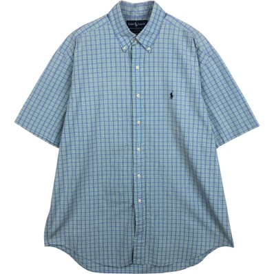 古着 ラルフローレン Ralph Lauren BLAKE 半袖 ボタンダウン チェックシャツ メンズL相当/eaa640911