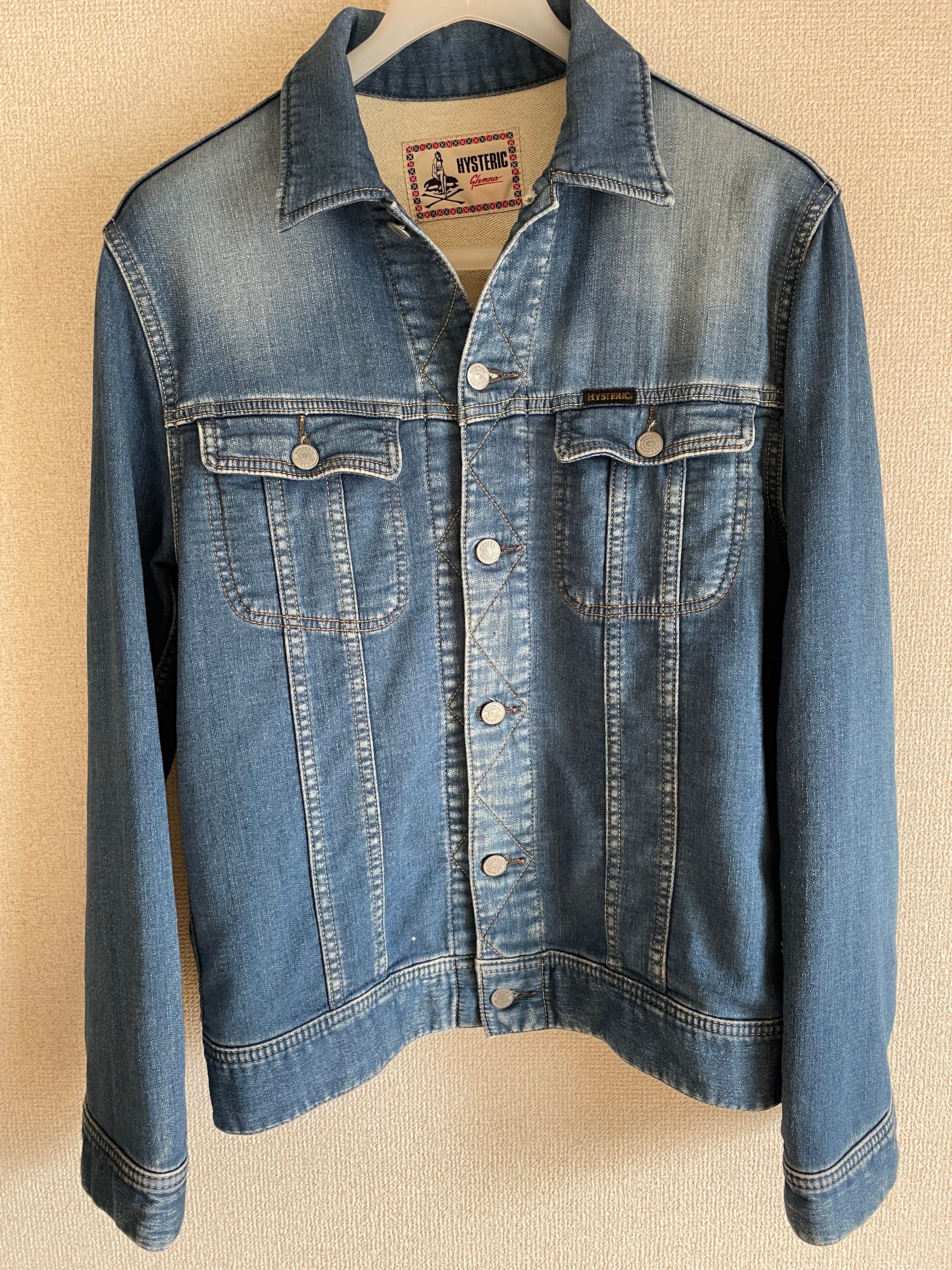Lサイズ HYSTERIC GLAMOUR ヒステリックグラマー Gジャン ユーズド加工 (ビンテージ加工)スウェットデニム ジャケット 0223AB12