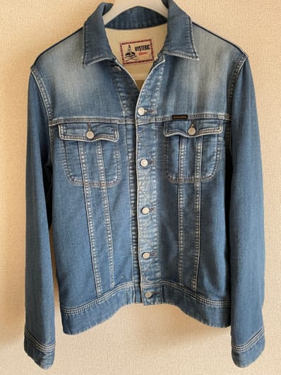 Lサイズ HYSTERIC GLAMOUR ヒステリックグラマー Gジャン ユーズド加工 (ビンテージ加工)スウェットデニム ジャケット 0223AB12