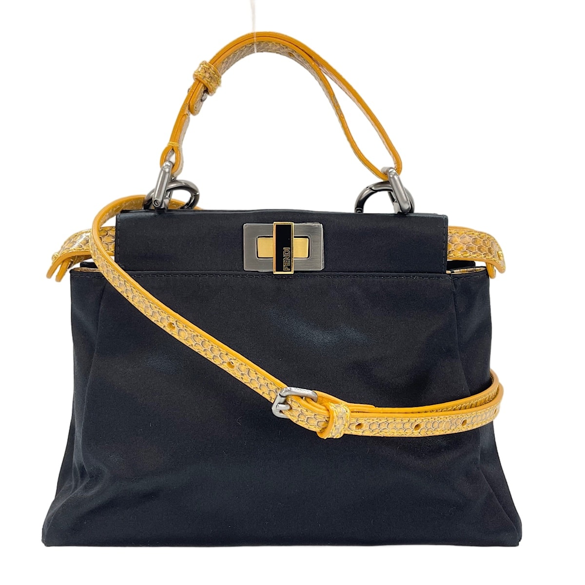 フェンディ FENDI サテン ピーカブー 2WAY ハンドバッグ【中古】