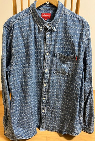 Supreme Jacquard Logos Denim Shirt "Blue"