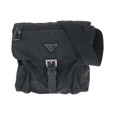 PRADA プラダ テスート 三角ロゴプレート ブラック 黒 シルバー金具 ナイロン ショルダーバッグ ポシェット 500951 【中古】