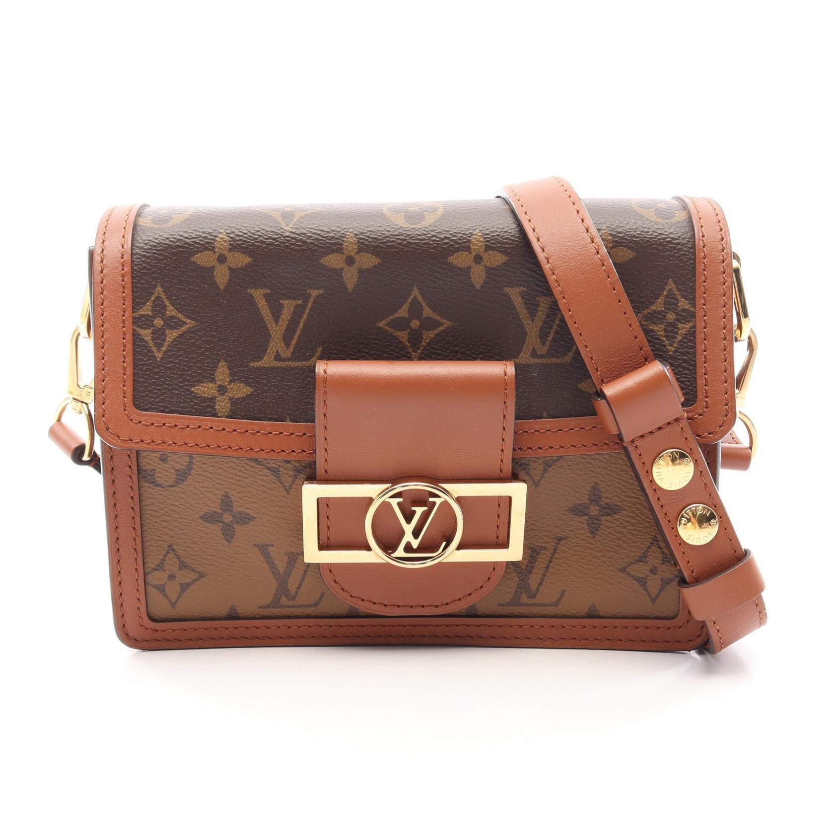 ルイ・ヴィトン LOUIS VUITTON ドーフィーヌ MINI モノグラムリバース ショルダーバッグ バッグ PVCコーティングキャンバス レザー ベージュ レディース ブラウン系 / ベージュ系 M44580 【中古】