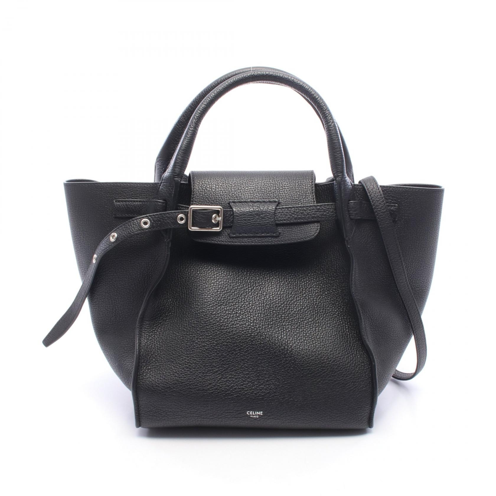 セリーヌ CELINE ビッグバッグ スモール ウィズ ロングストラップ ハンドバッグ バッグ レザー レディース ブラック系 【中古】
