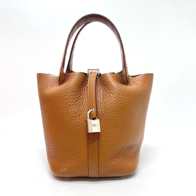 エルメス HERMES ピコタンロックタッチPM クロコダイルアリゲーター カバン バッグ ハンドバッグ トリヨンクレマンス K刻 ゴールド