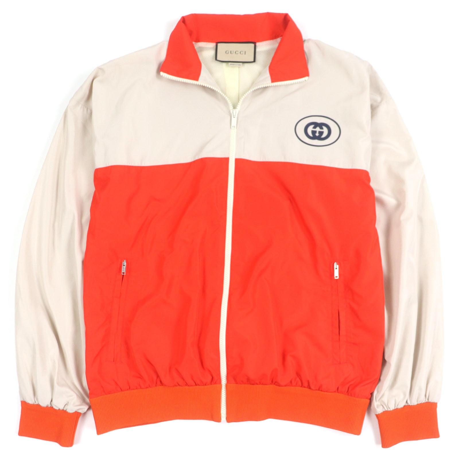 極美品 グッチ トラックジャケット ベージュ オレンジ メンズ S 693017