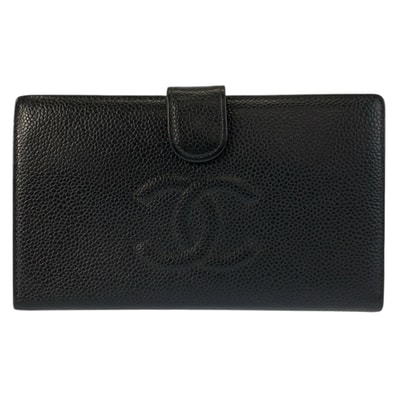 CHANEL シャネル ココマーク ブラック 黒 レザー 長財布 ロングウォレット 602915 【中古】
