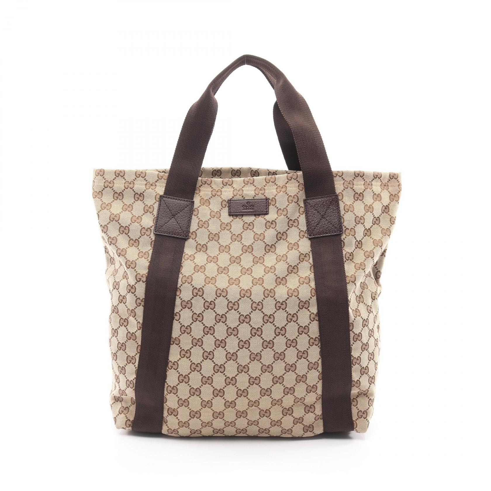 グッチ GUCCI GGキャンバス トートバッグ バッグ キャンバス レザー レディース ベージュ系 / ブラウン系 189669 【中古】