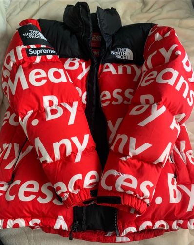 Supreme x The North Face By Any Means Nuptse Jacket "Red"