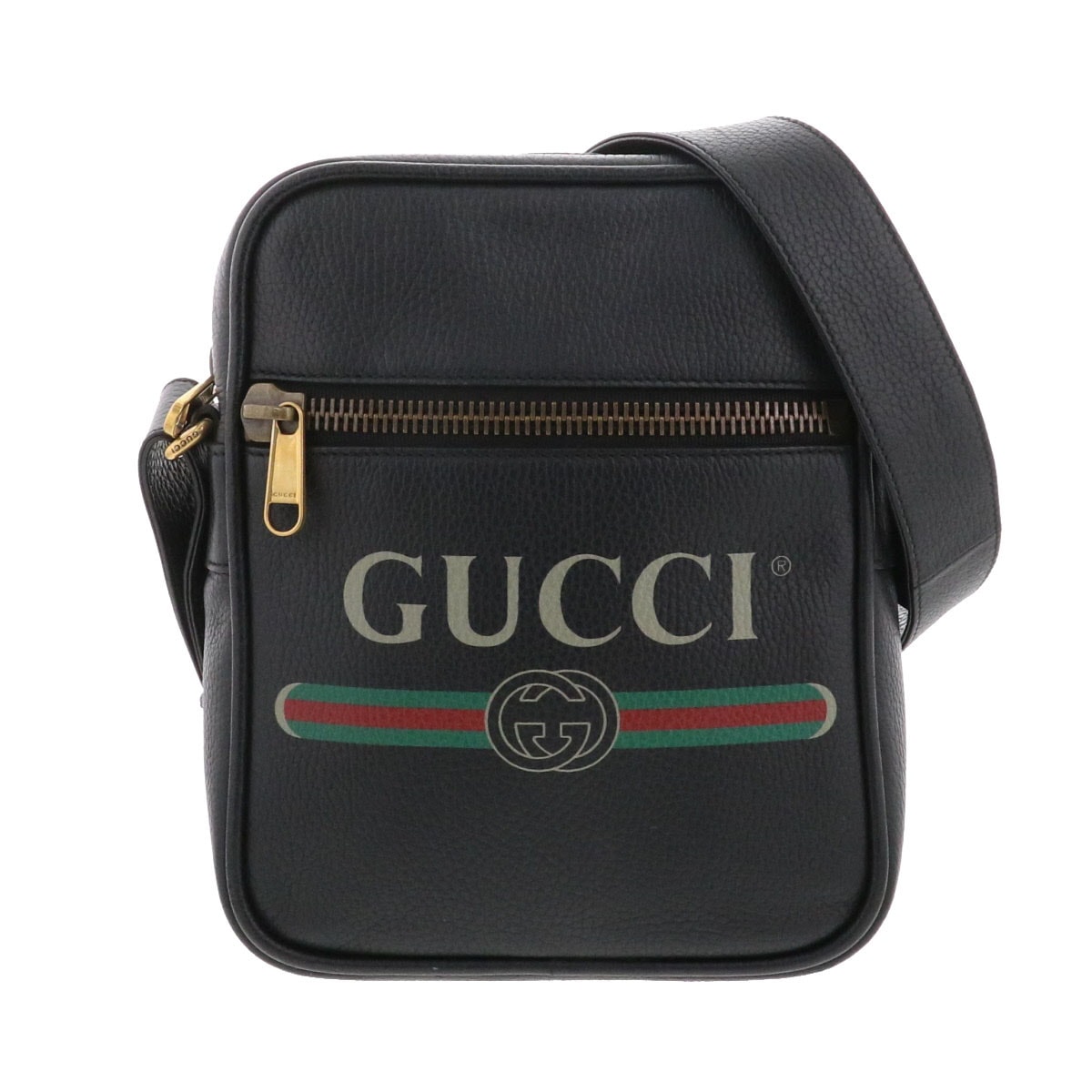 GUCCI グッチ グッチ プリント ショルダーバッグ 523591 レザー ブラック  メンズ【中古】