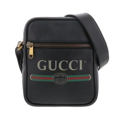 GUCCI グッチ グッチ プリント ショルダーバッグ 523591 レザー ブラック メンズ【中古】