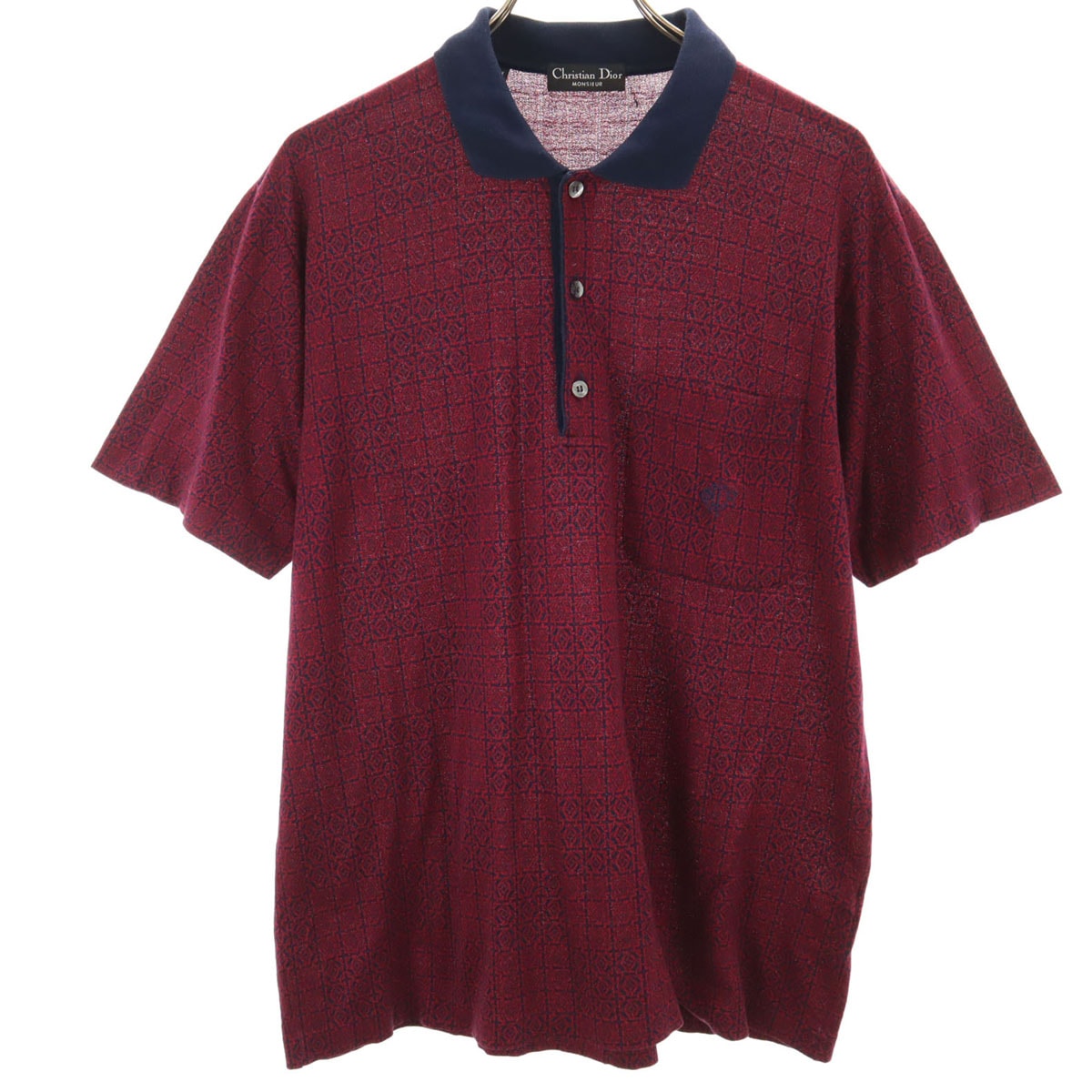 Christian Dior MONSIEUR クリスチャンディオール ムッシュ 90s オールド 半袖 ポロシャツ M レッド系