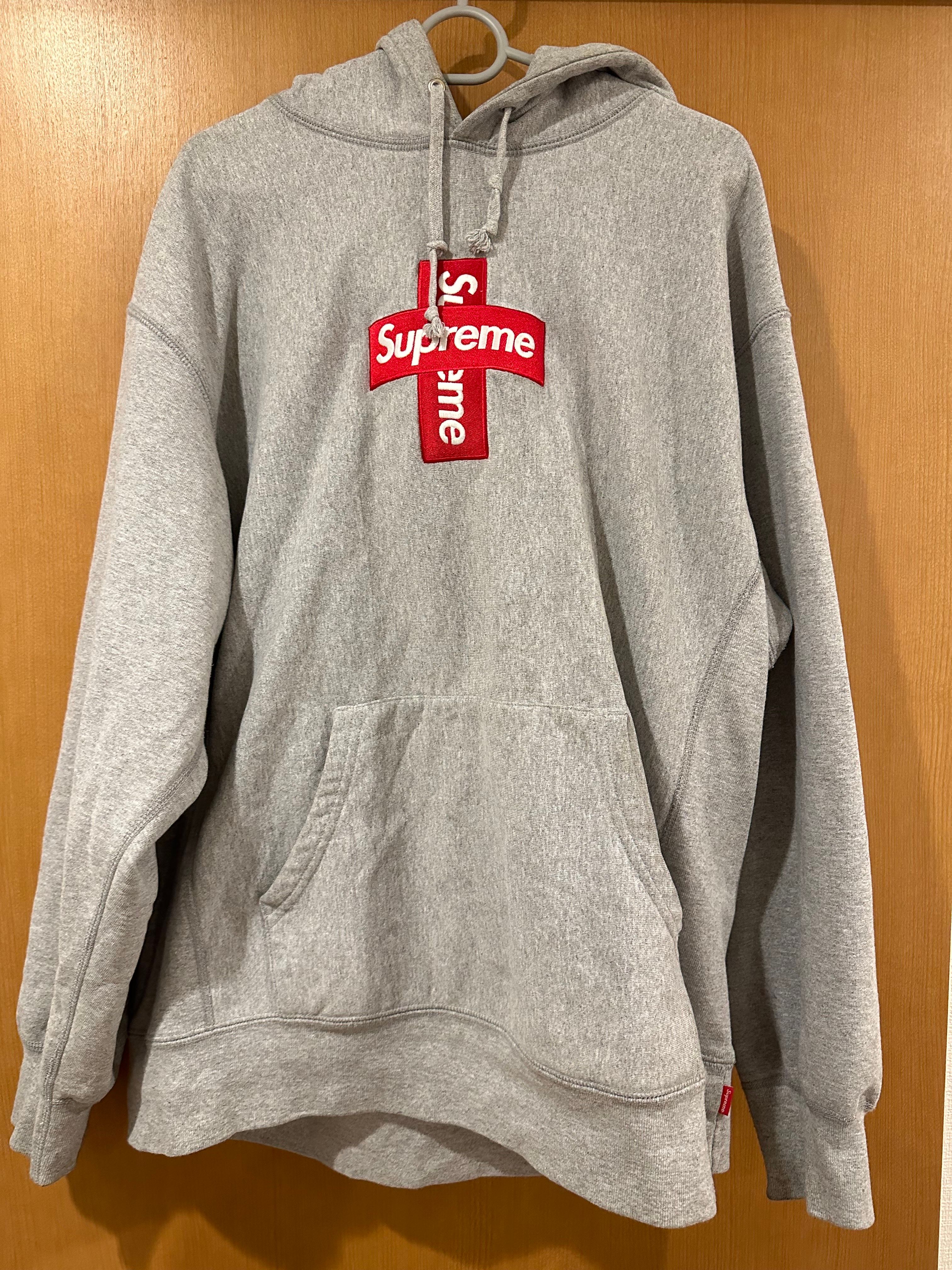 Supreme Cross Box Logo Hooded Sweatshirt "Grey"