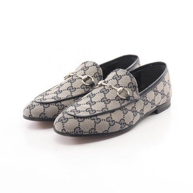 グッチ GUCCI ホースビット GGキャンバス ローファー 靴 キャンバス レザー レディース ベージュ系 / ネイビー系 693213 【中古】
