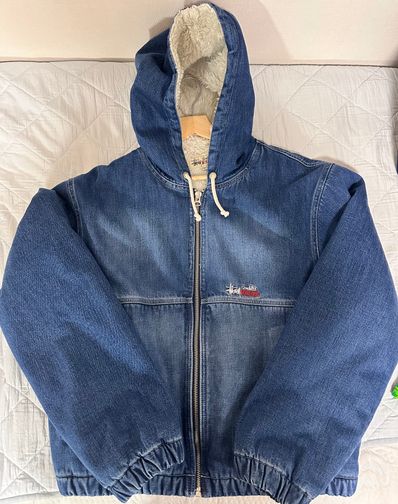 Stussy Work Jacket Denim Sherpa "Washed Blue"