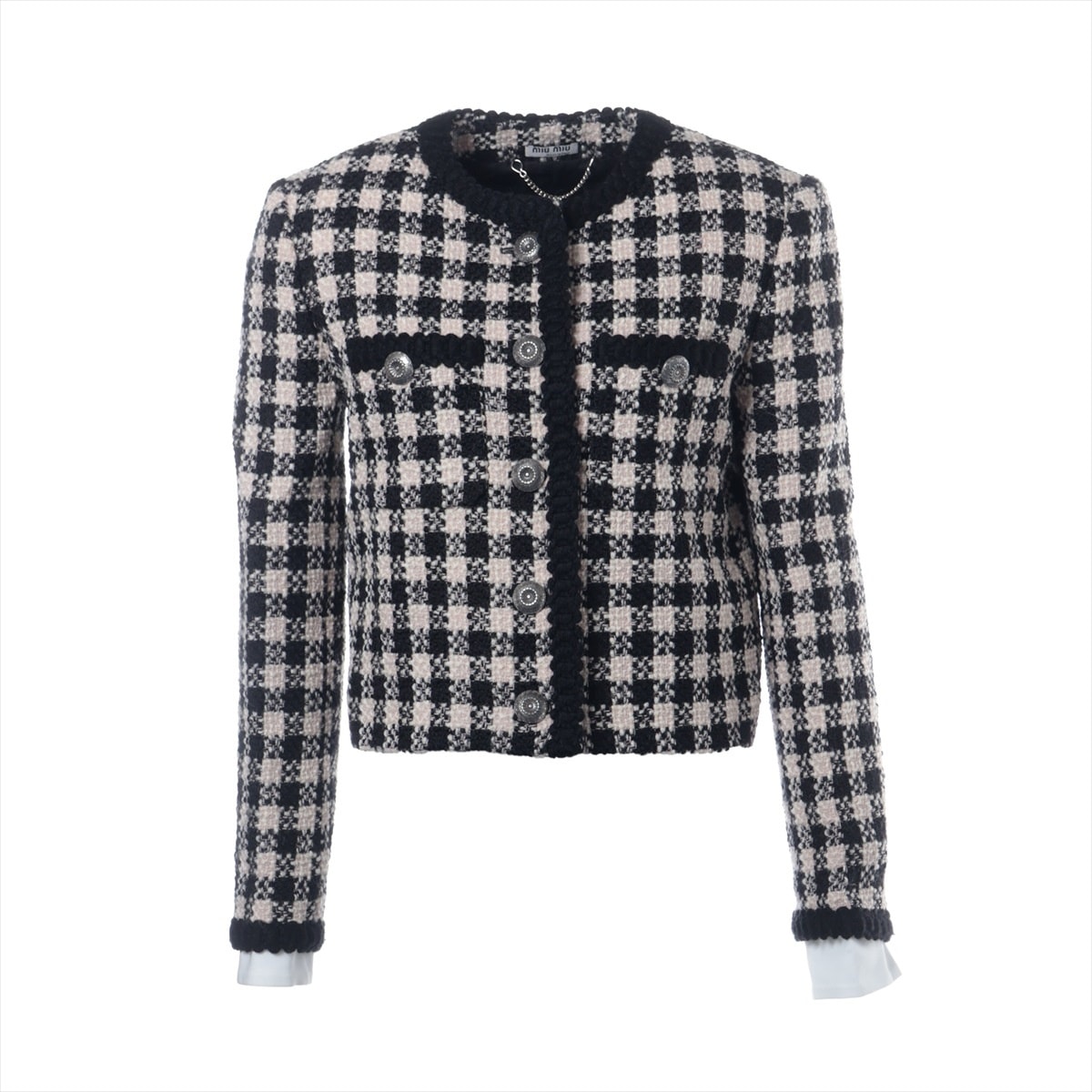 ミュウ ミュウ Miu Miu ツイード 2019 シングル ノーカラー 38 ジャケット【中古】