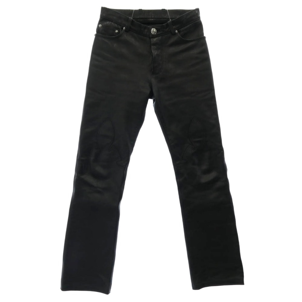 Chrome Hearts Fleur Knee Leather Pants "Black"