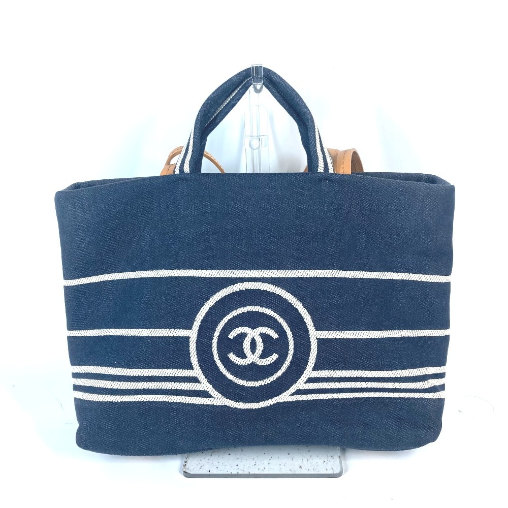 シャネル CHANEL CC ココマーク A92240 デニム 2WAY トートバッグ 肩掛け ハンドバッグ ショルダーバッグ デニム ブルー 美品