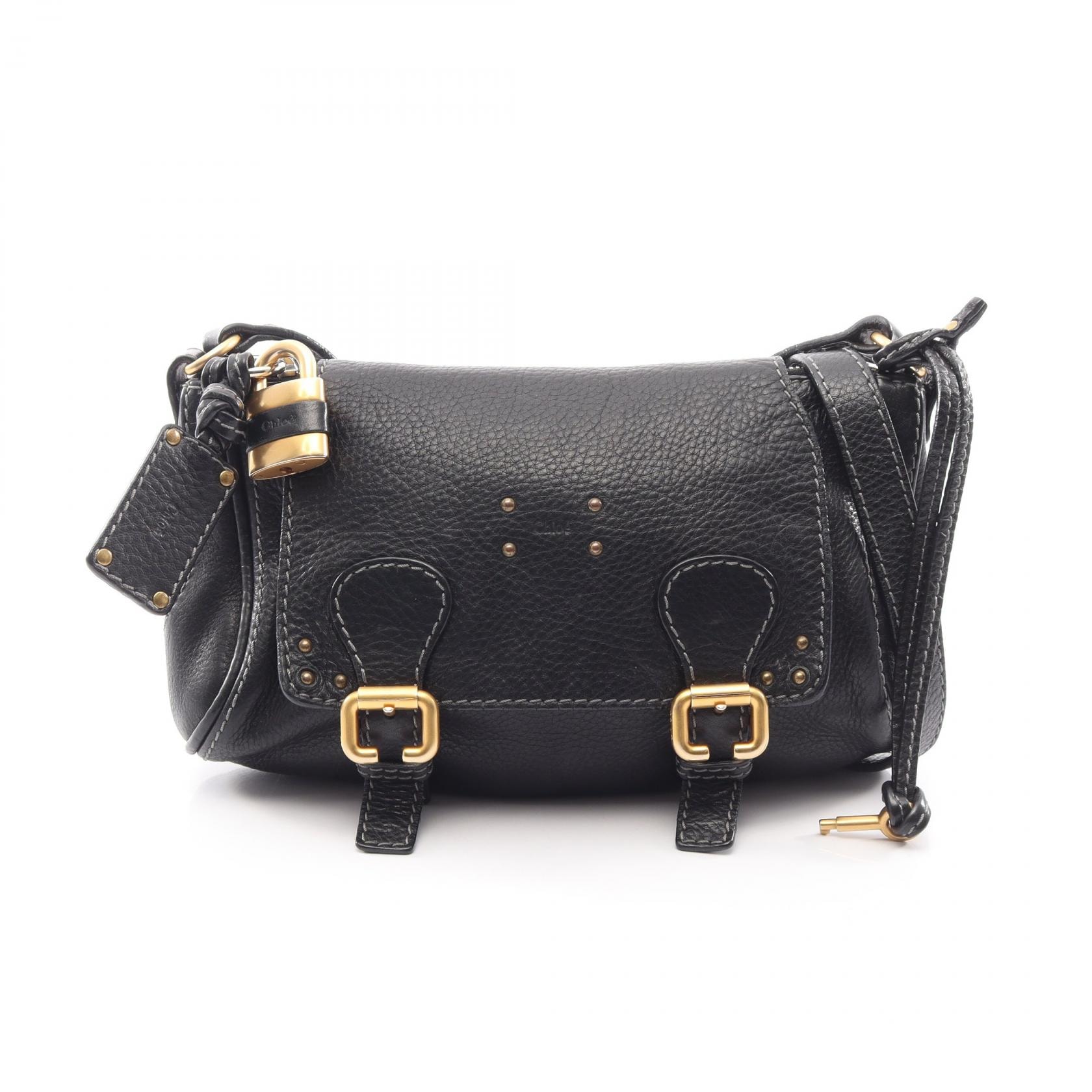 クロエ Chloe ミニパディントン ショルダーバッグ バッグ レザー レディース ブラック系 【中古】