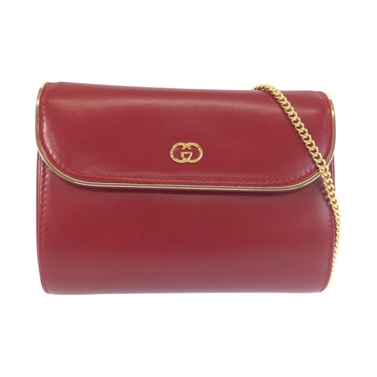美品 GUCCI グッチ ヴィンテージ インターロッキング ヴィンテージ レッド ワインレッド ゴールド金具 レザー チェーンショルダーバッグ 602150 【中古】