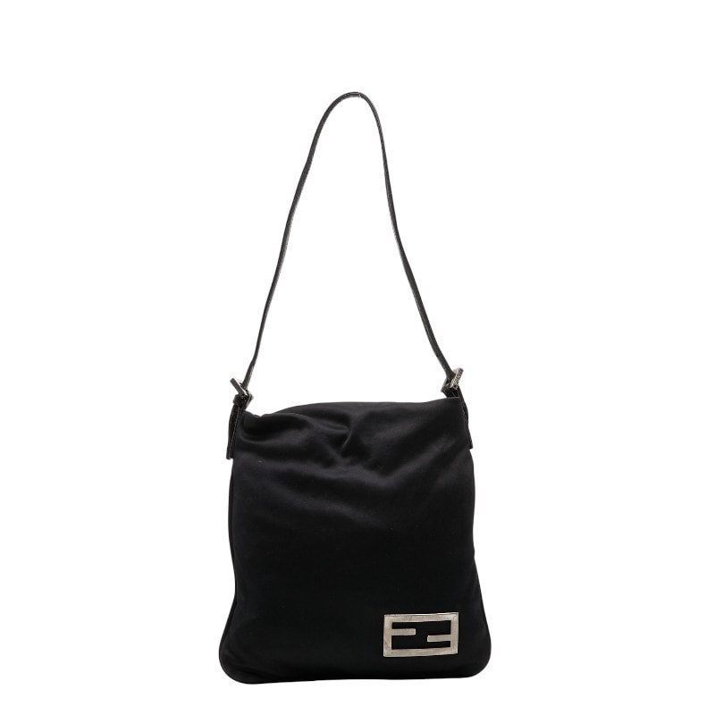フェンディ マンマバケット ロゴ ショルダーバッグ ブラック ジャージー レザー レディース FENDI 【中古】