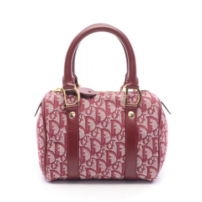 ディオール Dior トロッター トートバッグ バッグ キャンバス レザー レディース ボルドー系 / ホワイト系 【中古】