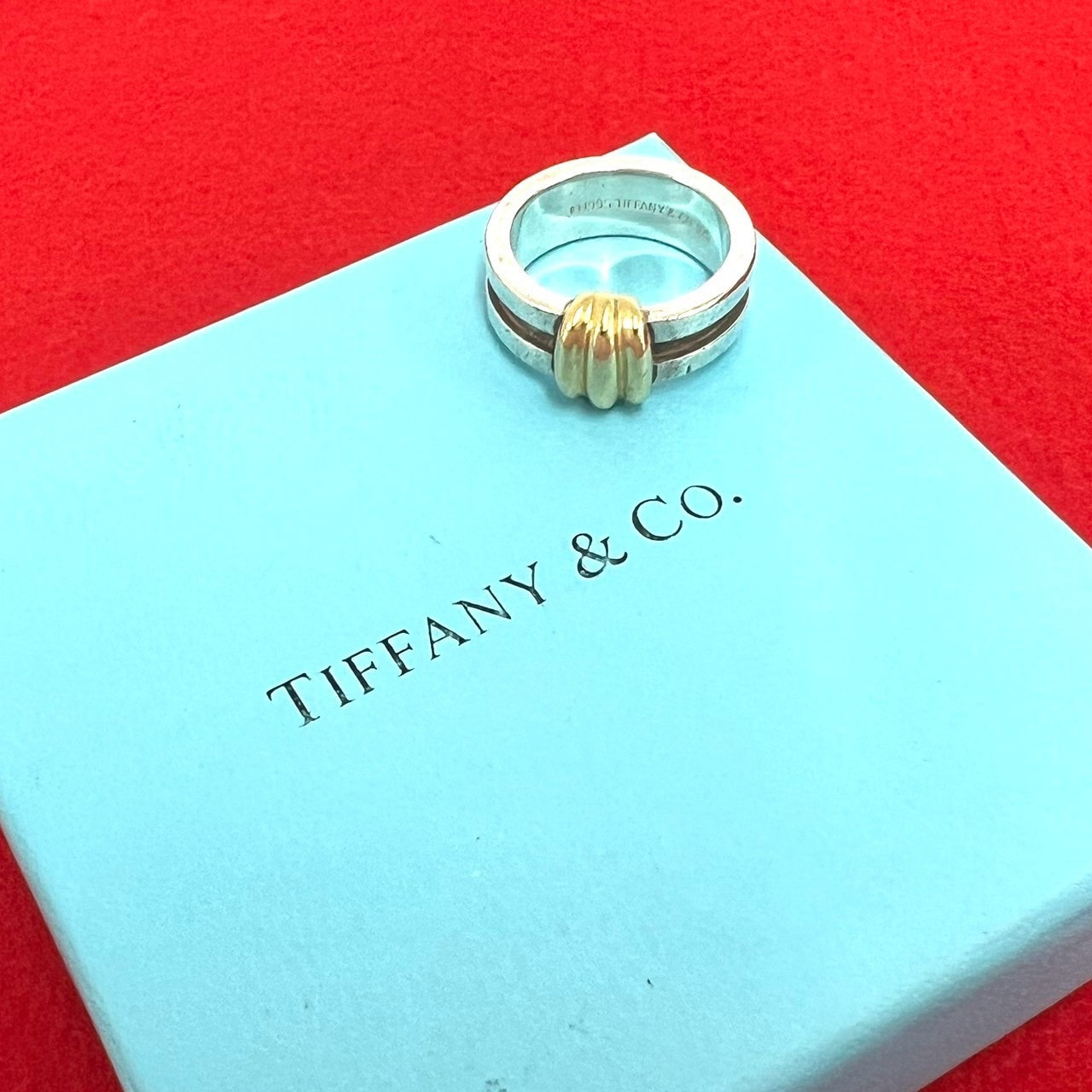 TIFFANY&Co. ティファニー グルーブド ウィズ リング シルバー925 K18イエローゴールド リング・指輪 13号 シルバー
 29876