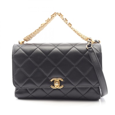 シャネル CHANEL マトラッセ 2WAY ショルダーバッグ バッグ ラムスキン(羊革) レディース ブラック系 【中古】