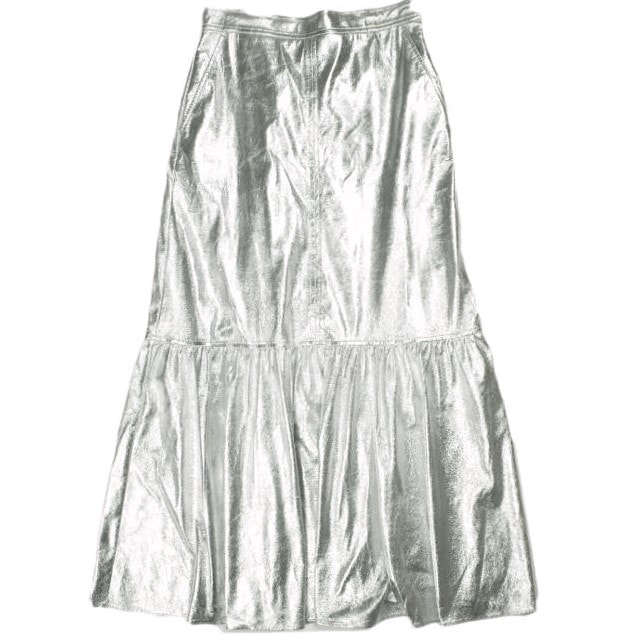 ADAM ET ROPE アダムエロペ 23SS メタリック・ワッシャーナイロンスカート GAC03010 36 シルバー ロング ボトムス g24576