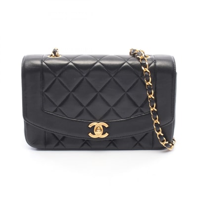 シャネル CHANEL マトラッセ ダイアナフラップ ショルダーバッグ バッグ ラムスキン(羊革) レディース ブラック系 A01164 【中古】