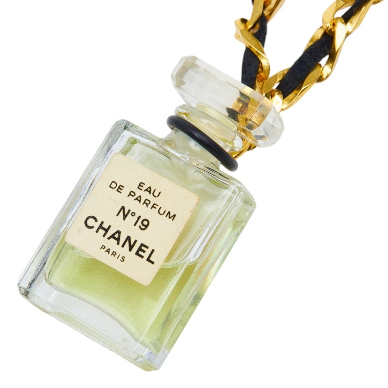 シャネル No.19 パフュームボトル チェーン ペンダント ネックレス ゴールド メッキ プラスチック レディース CHANEL 【中古】