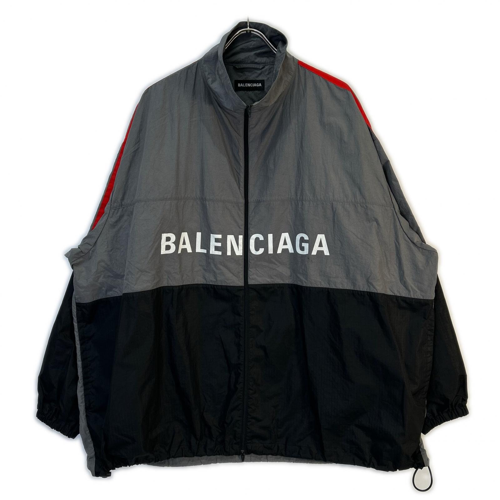 バレンシアガ 【国内正規】534317 ZIP UP LOGO JACKET ロゴプリント ナイロン 44
