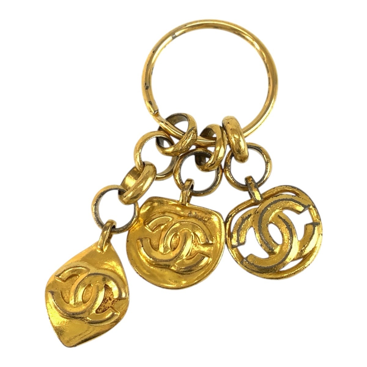 CHANEL シャネル ヴィンテージ ココマーク ゴールド メッキ キーホルダー キーリング バッグチャーム 96P刻印 1-0294233 【中古】