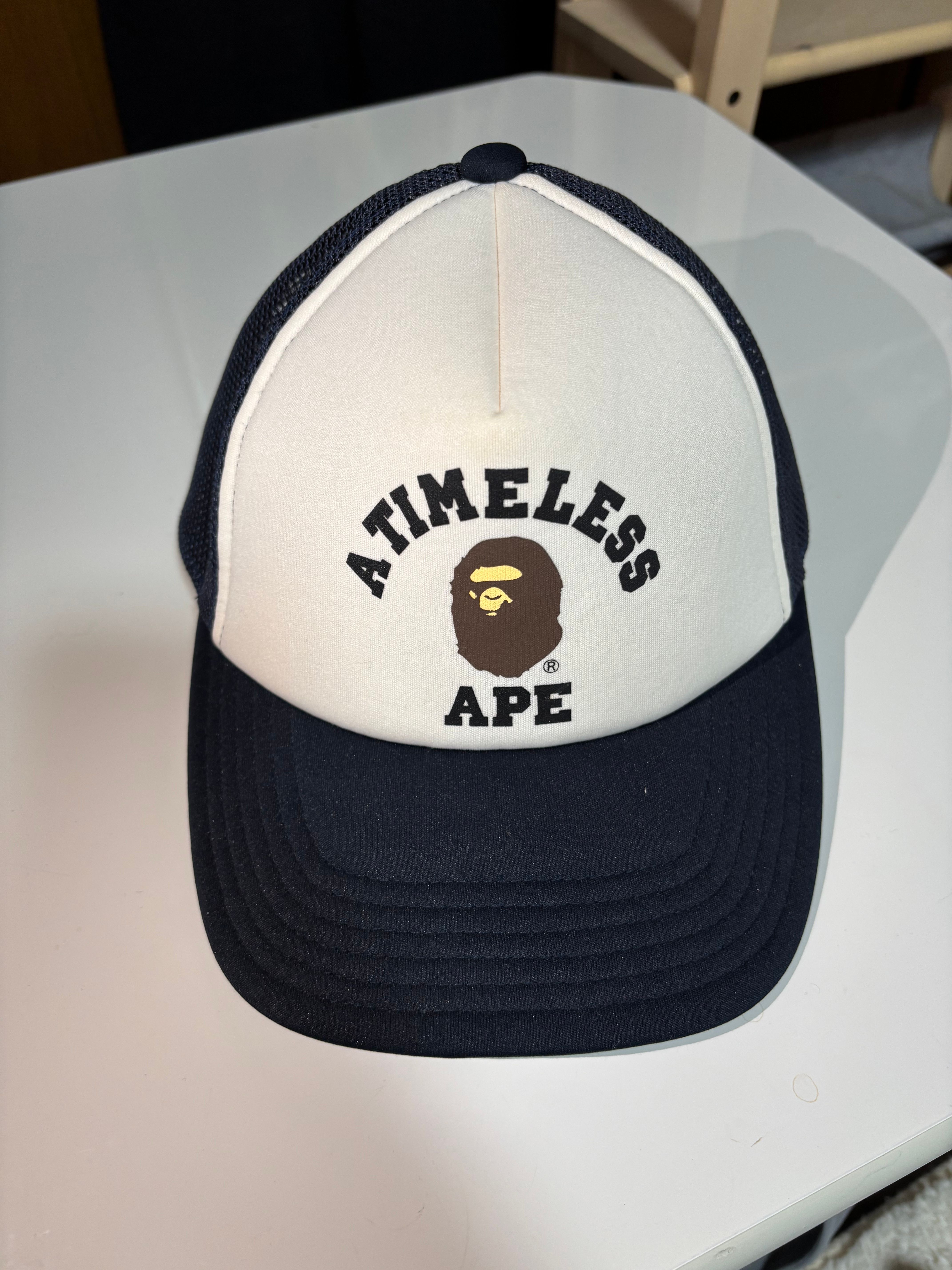 A BATHING APE X JJJJOUND COLLEGE MESH CAP "Navy"